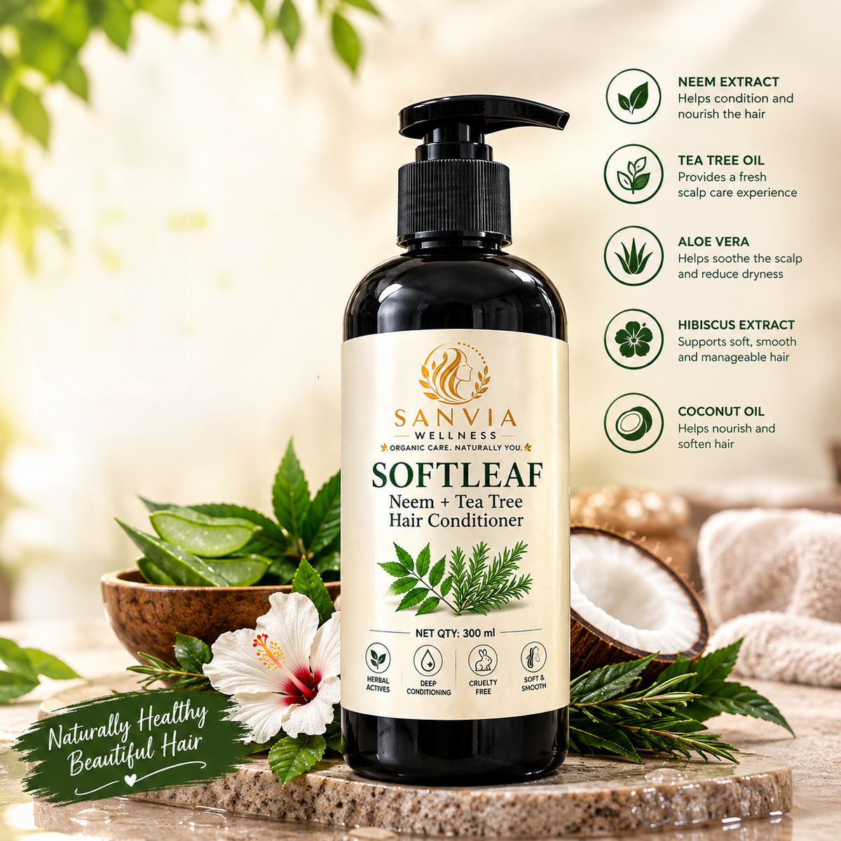 SOFTLEAF – Neem + Tea Tree Hair Conditioner