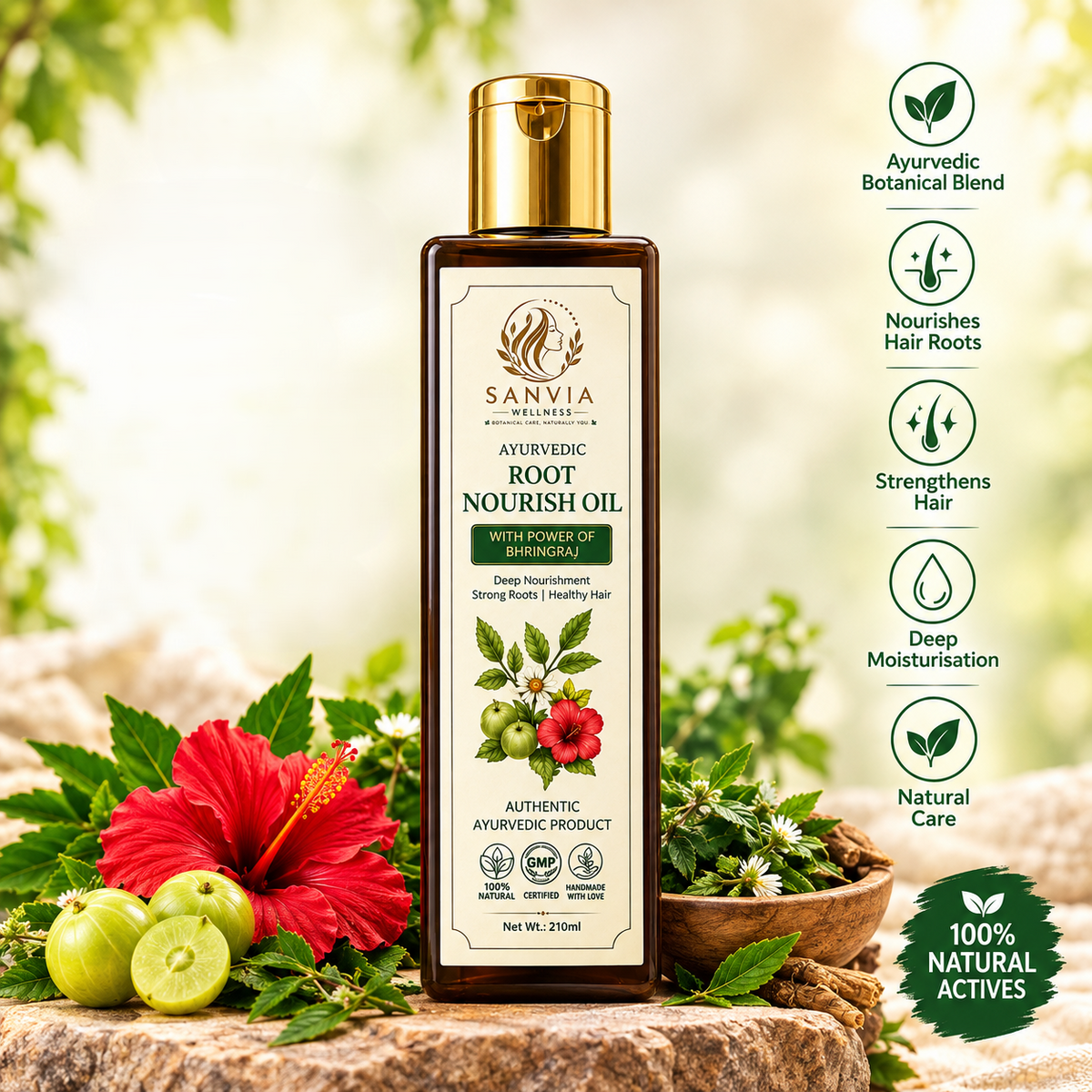 Ayurvedic Bhringraj Hair Oil – Scalp Nourishment & Hair Strengthening |210 ml