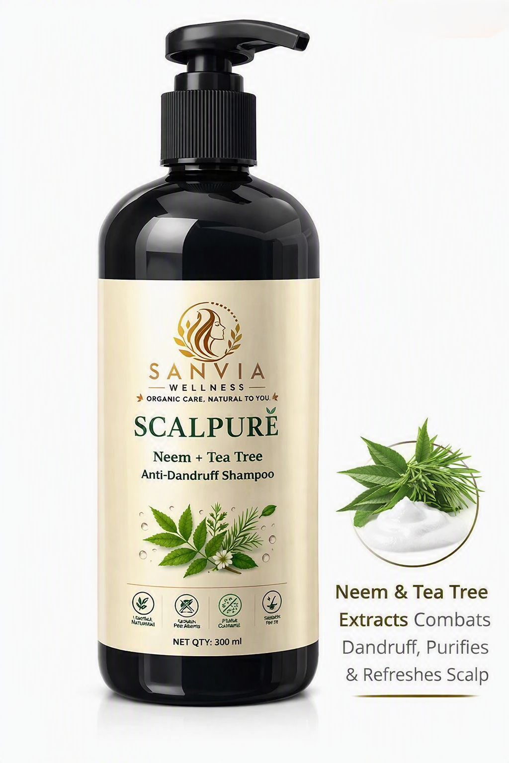 SCALPURE Neem + Tea Tree Anti-Dandruff Shampoo