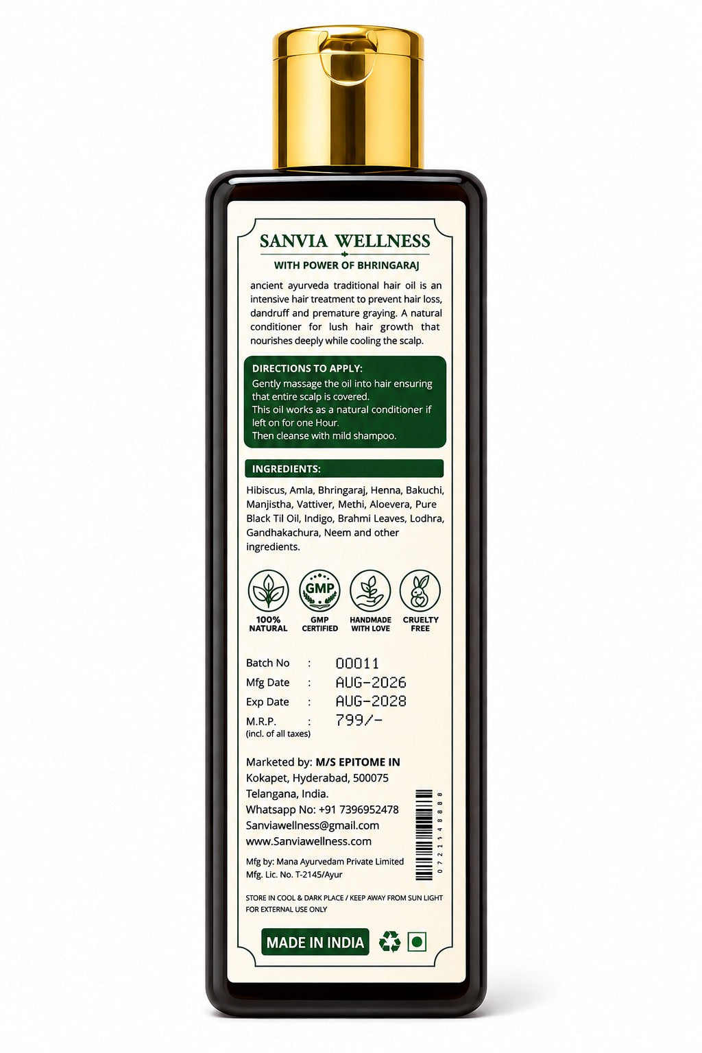 Ayurvedic Root Nourish Oil with Bhringraj