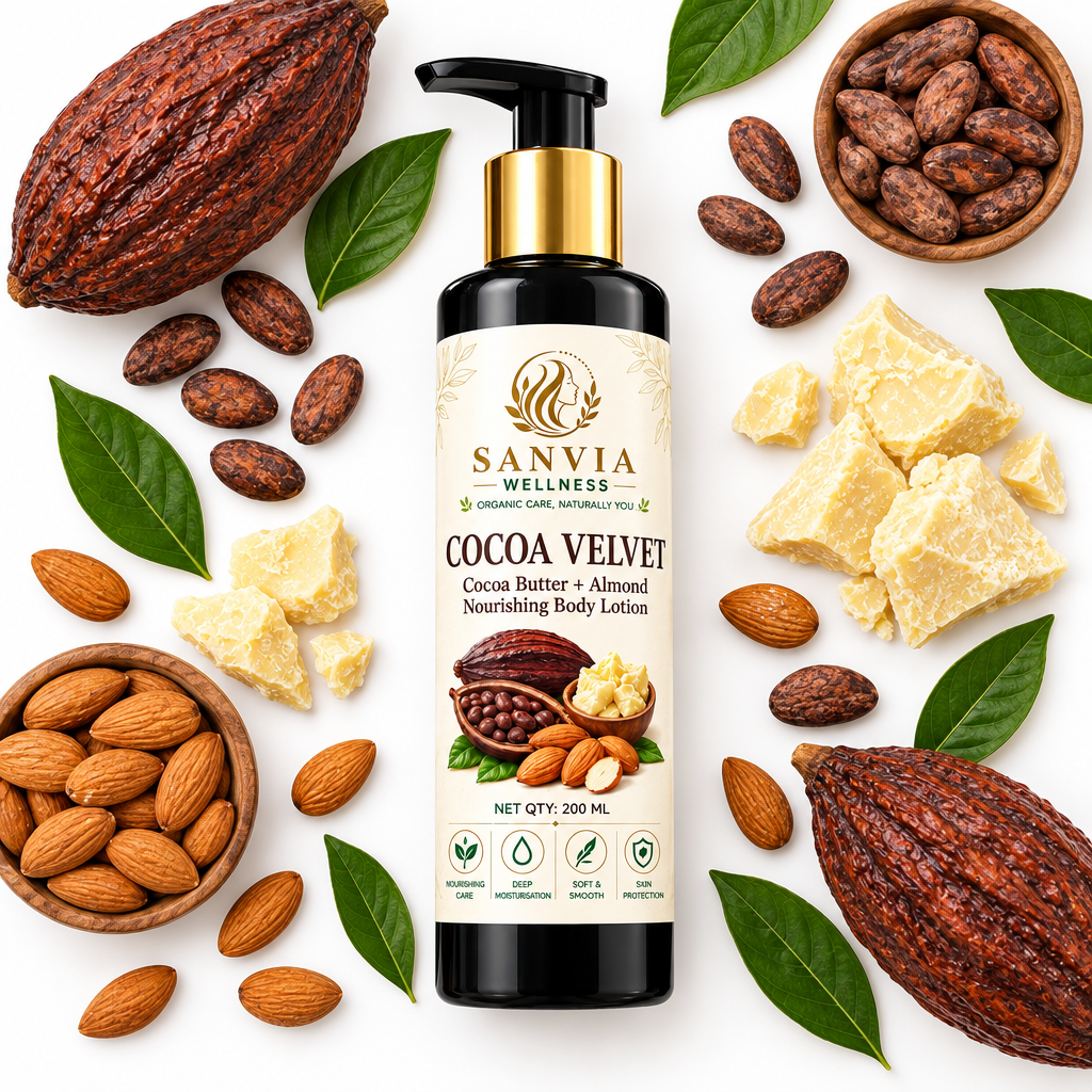 Cocoa Velvet Body Lotion Flat Lay White Background
