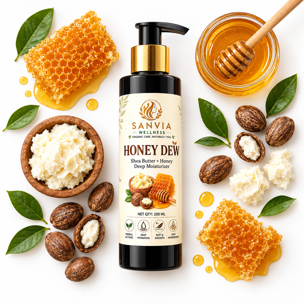 Honey Dew Shea Butter Honey Moisturizer Flat Lay White Background