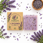 Lavender Herbal Handmade Soap Flat Lay White Background