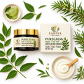PureCalm Neem Tea Tree Anti-Acne Cream Flat Lay White Background