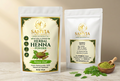 Sanvia Wellness Herbal Henna Powder white pouch front and back