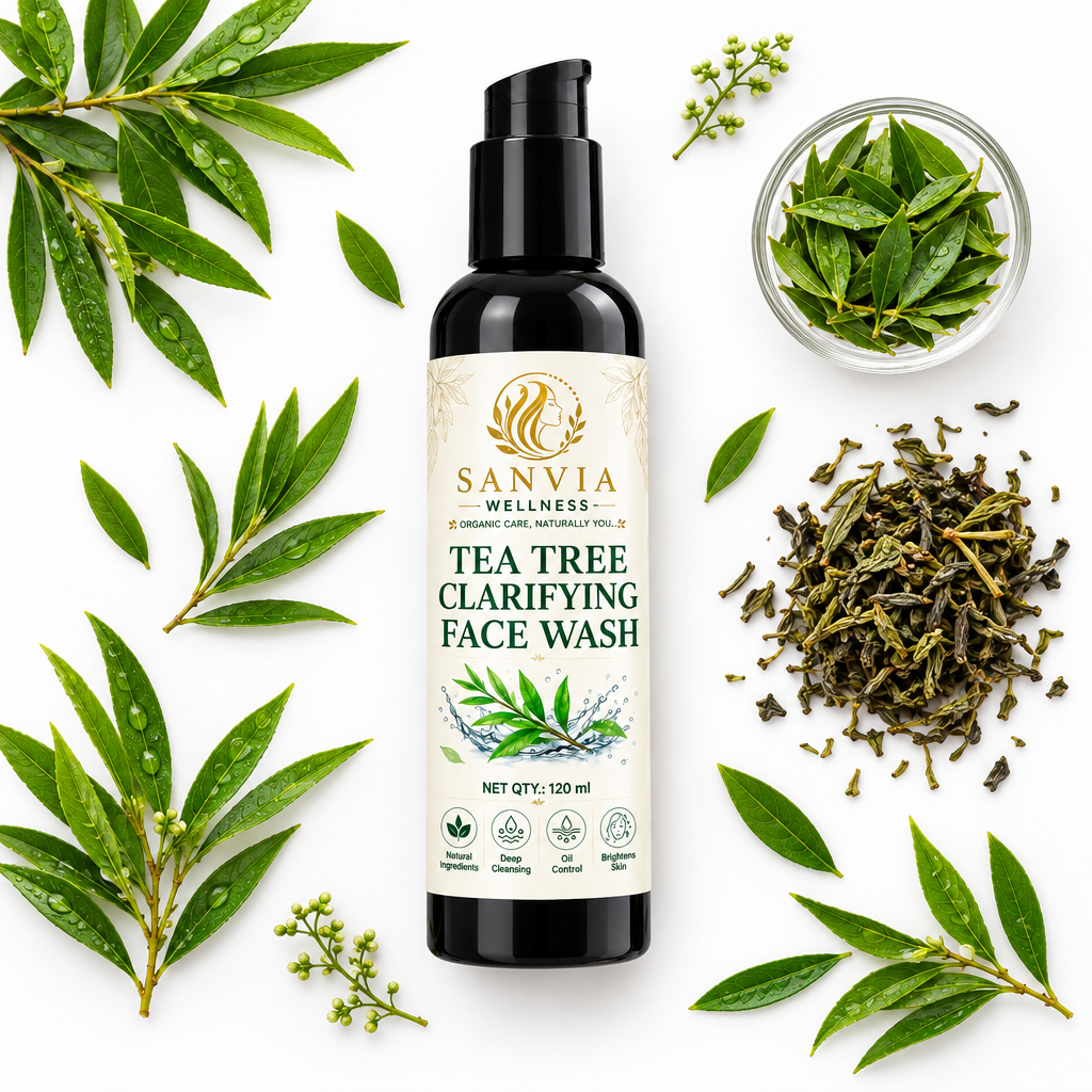 Tea Tree Clarifying Face Wash Flat Lay White Background