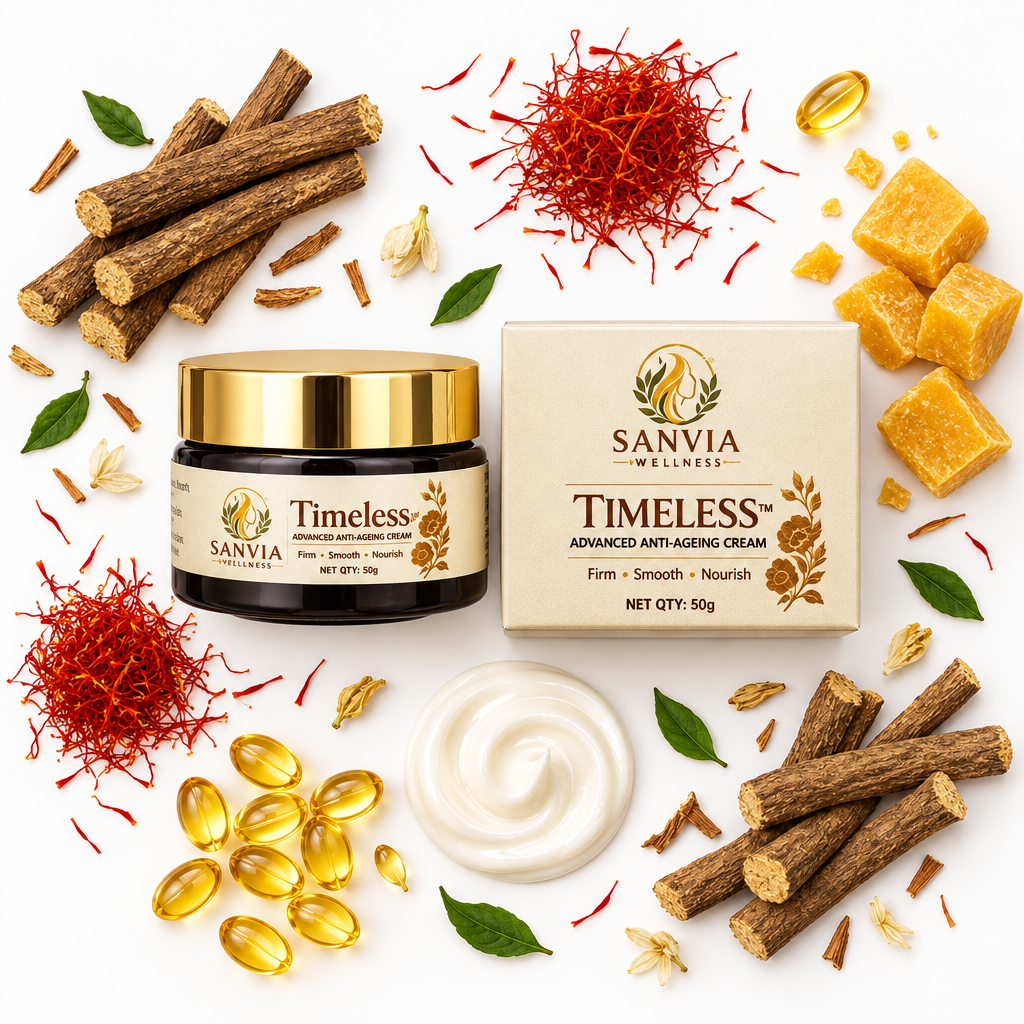 Timeless Anti-Ageing Cream Flat Lay White Background